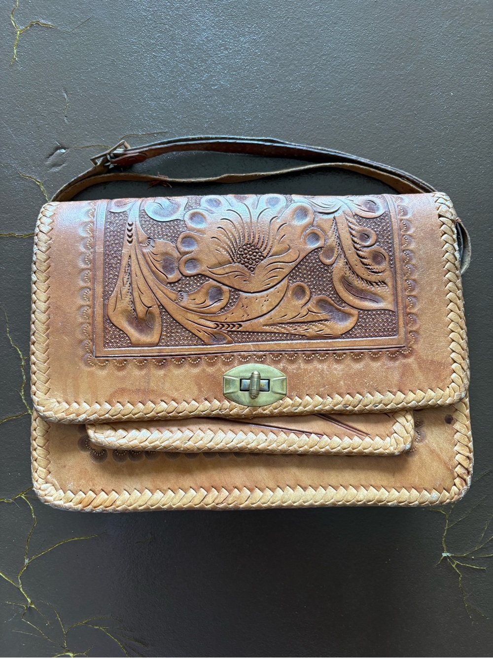 Vintage 1970’s Hand Tooled Leather Bag
